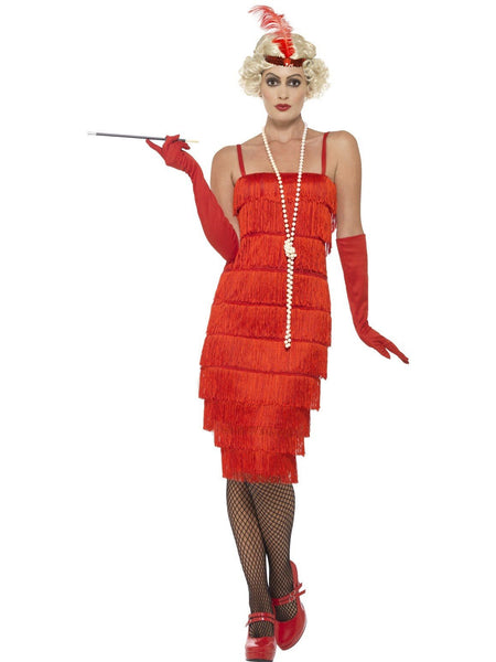 1920s Longer Red Fringed Flapper Adult Costume