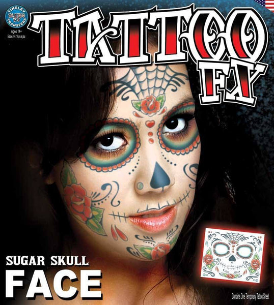 Tattoos - Face - Sugar Skull - Temporary Tattoo