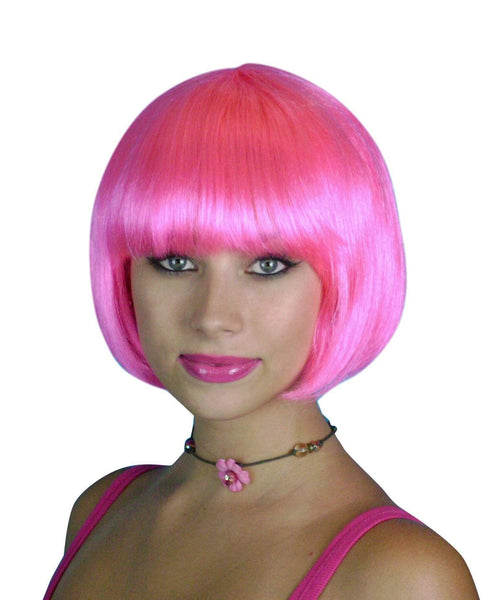 Hot Pink Bob Wig Fancy Dress Costume Accessory