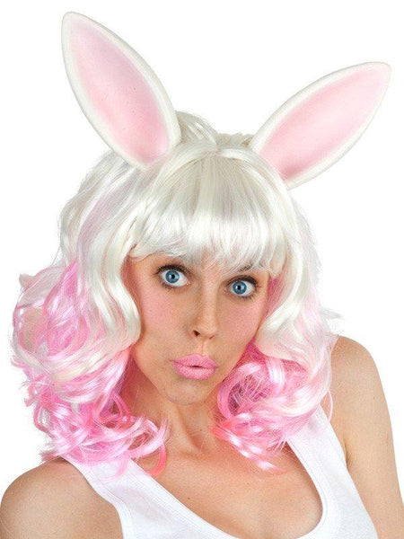 Wigs - White & Pink Bunny Wig With Ears