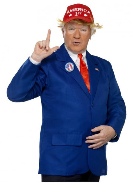President Donald Trump costume jacket, cap and red tie. 