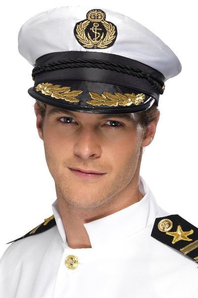 White captain's cap with gold embroidery