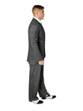 Side view of Gomez Addams pin striped suit