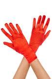 Red stretch satin short gloves