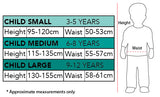 size chart - Supergirl girl's Costume