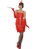 1920's Shorter Red Fringed Flapper Adult Costume For Sale