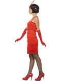 1920's Shorter Red Fringed Flapper Adult Costume For Sale side