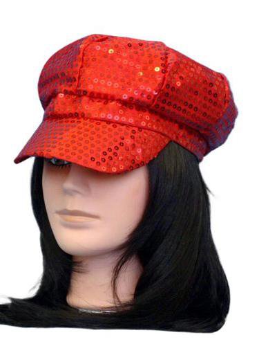 1960's Red Sequin Go Go Girl Mod Cap Hat