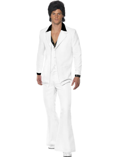 1970's costumes - Disco Fever White Suit Men's Hire Costume