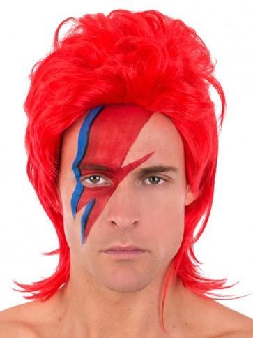 1970s glam rock punk red Ziggy mullet wig.