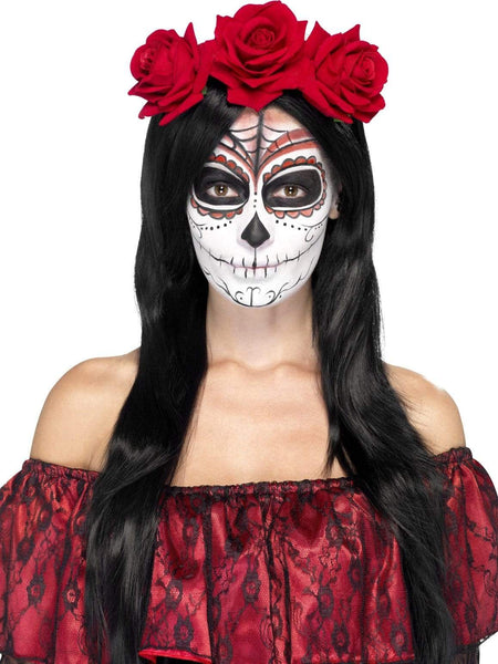 Day of the Dead Red Rose Headband