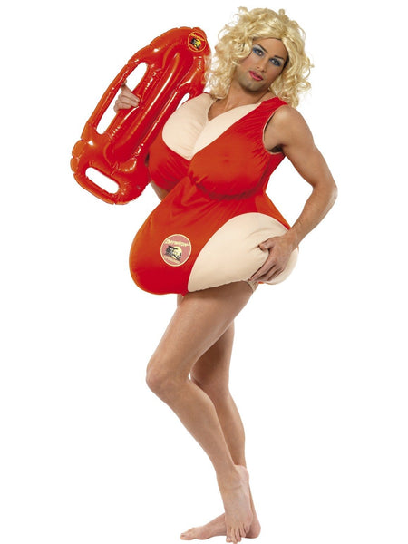 Baywatch padded bodysuit lifeguard costume with float and wig