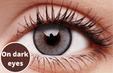 Glowing Grey Contact Lenses Dark eyes