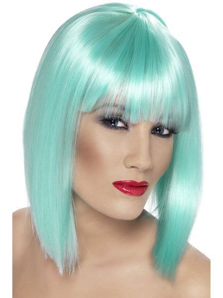 women's wigs - Long Bob Wig Neon Aqua Blue