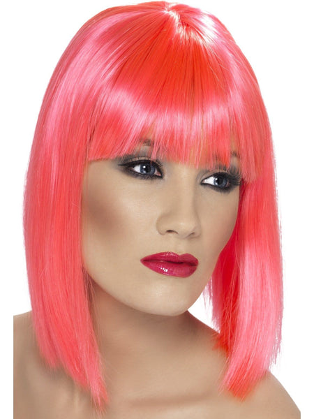 women's wigs - Long Bob Wig Neon Pink
