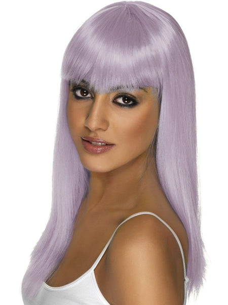 women's wigs - Long with Fringe Wig Lilac