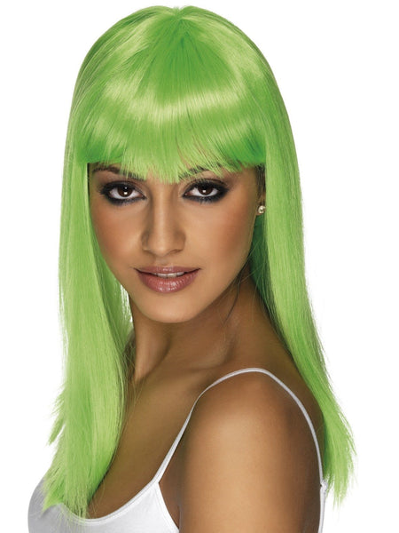 Long with Fringe Wig Neon Green - women's wigs