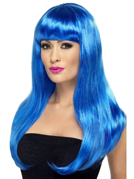 women's wigs - Long with Fringe Wig Blue