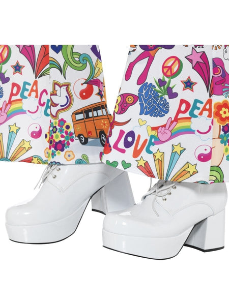 Costume 70s shoes - Groovy 70s Mens White Platform Shoes