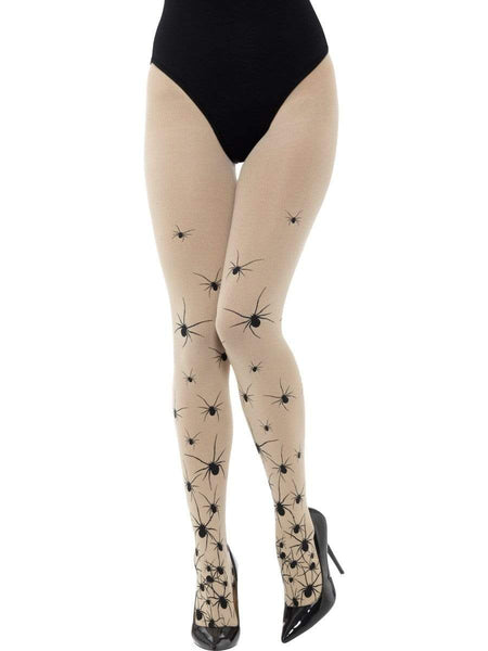 Spider Nude & Black Opaque Adult Tights for Women