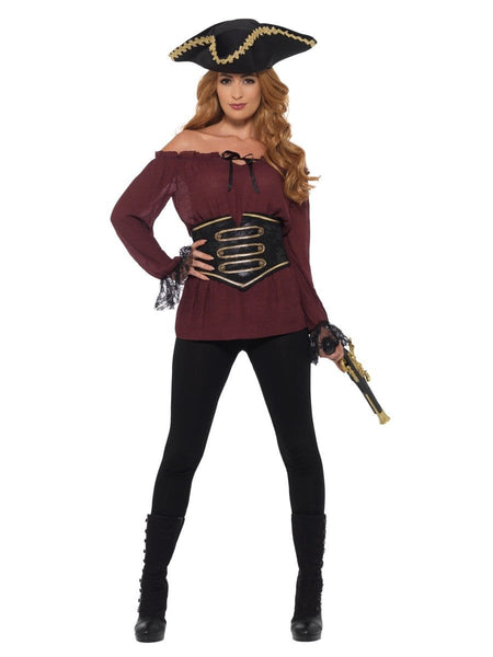 Pirate Shirt Red Deluxe Adult Women's Costume