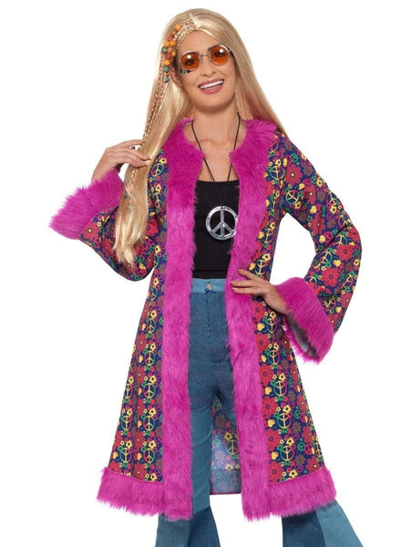 60s Psychedelic Hippie Coat, Pink
