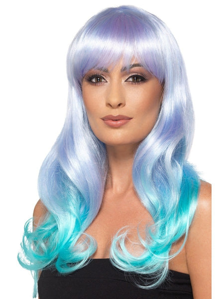 women's wigs - Long Wig Wavey with Fringe Wig Pastel