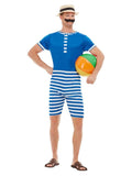 Blue and white striped 1920's Bathing Suit Male Costume