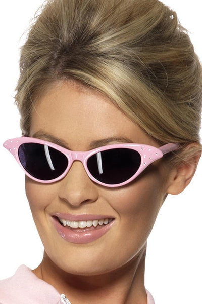 50s Pink Ladies Rock and Roll Sunglasses with Diamantes