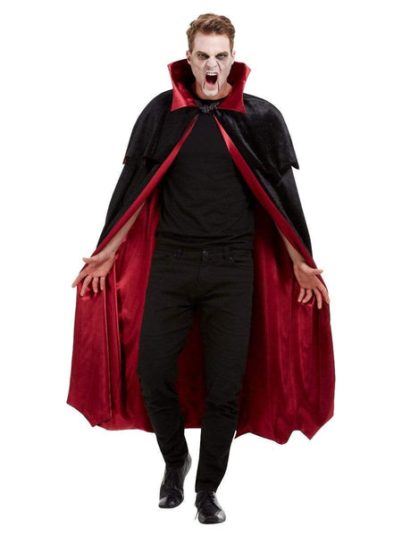 Deluxe Black Velour Vampire Cape with Red Lining