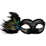 Women's Masquerade Mask Venetian Style with Peacock Feathers Silver