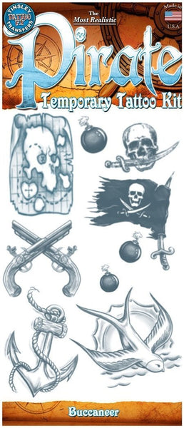 Fake Temporary Tattoo Pirate Buccaneer Costume Kit Makeup