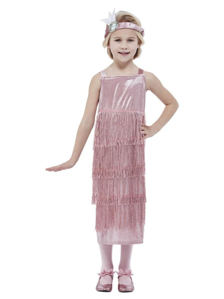 20s Pink Flapper Costume for Girls