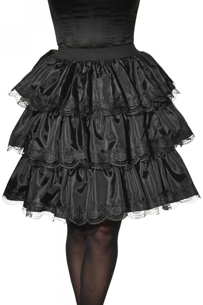 Satin Ruffled Steampunk Black Adult Skirt