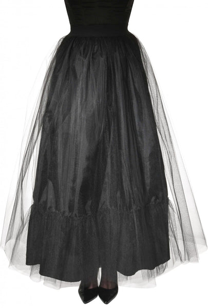 Black Tulle Empire Waist Women's Long Skirt 