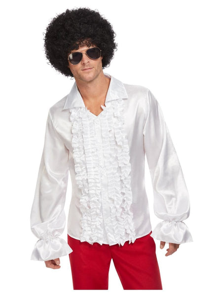60's 70's White Ruffled Shirt