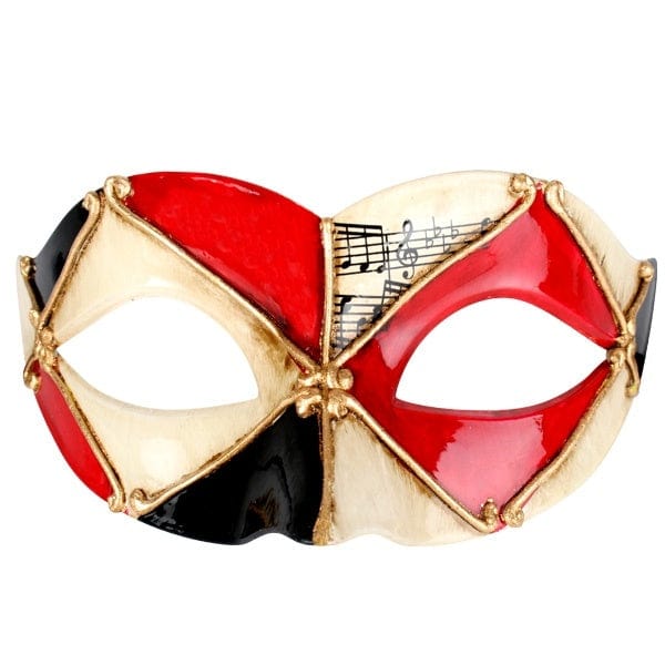 Men's Harlequin Venetian Style Masquerade Mask Red and Black