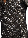 70s Disco Shirt Black with Silver Stars