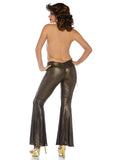70s Disco Diva Gold Mesh Halterneck and Flares Women's Costume back