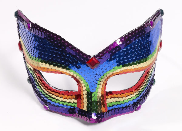 Rainbow Sequin Half Mask for Adults