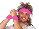 80's Costume Tennis Headbands And Wristband Set pink