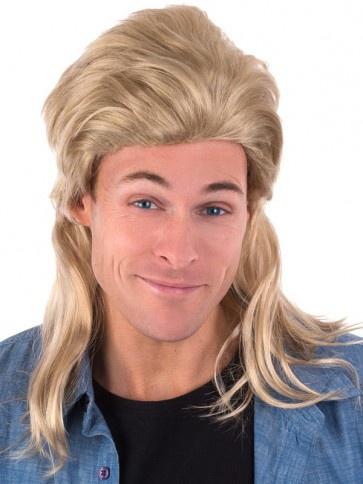 Blonde 80's bogan mullet costume wig
