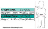 child 3-5 years costume size chart 