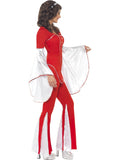 Abba 70s Super Trooper Red and White Flares Pant Suit Fancy Dress Costume side