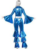 Ladies 70s Disco Flares Blue Popstar Fancy Dress Rockstar Party Costume