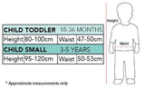 Anthony The Wiggles Blue costume size chart