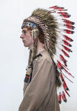 Authentic American Native Indian Headdress with Red Feathers