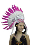 Authentic American Native Indian Headdress with White & Pink Feathers