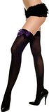 black with purple bow thigh high stockings