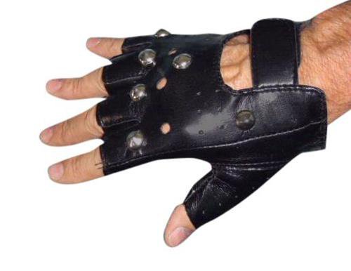 Black Finger-less Biker Costume Gloves